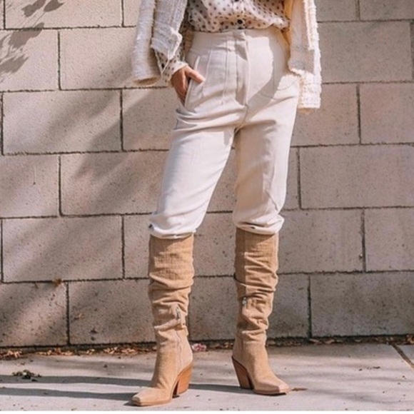 Vince Camuto Women's Alimber Slouch Leather Riding Boots Beige Size 8.5 - Picture 8 of 8